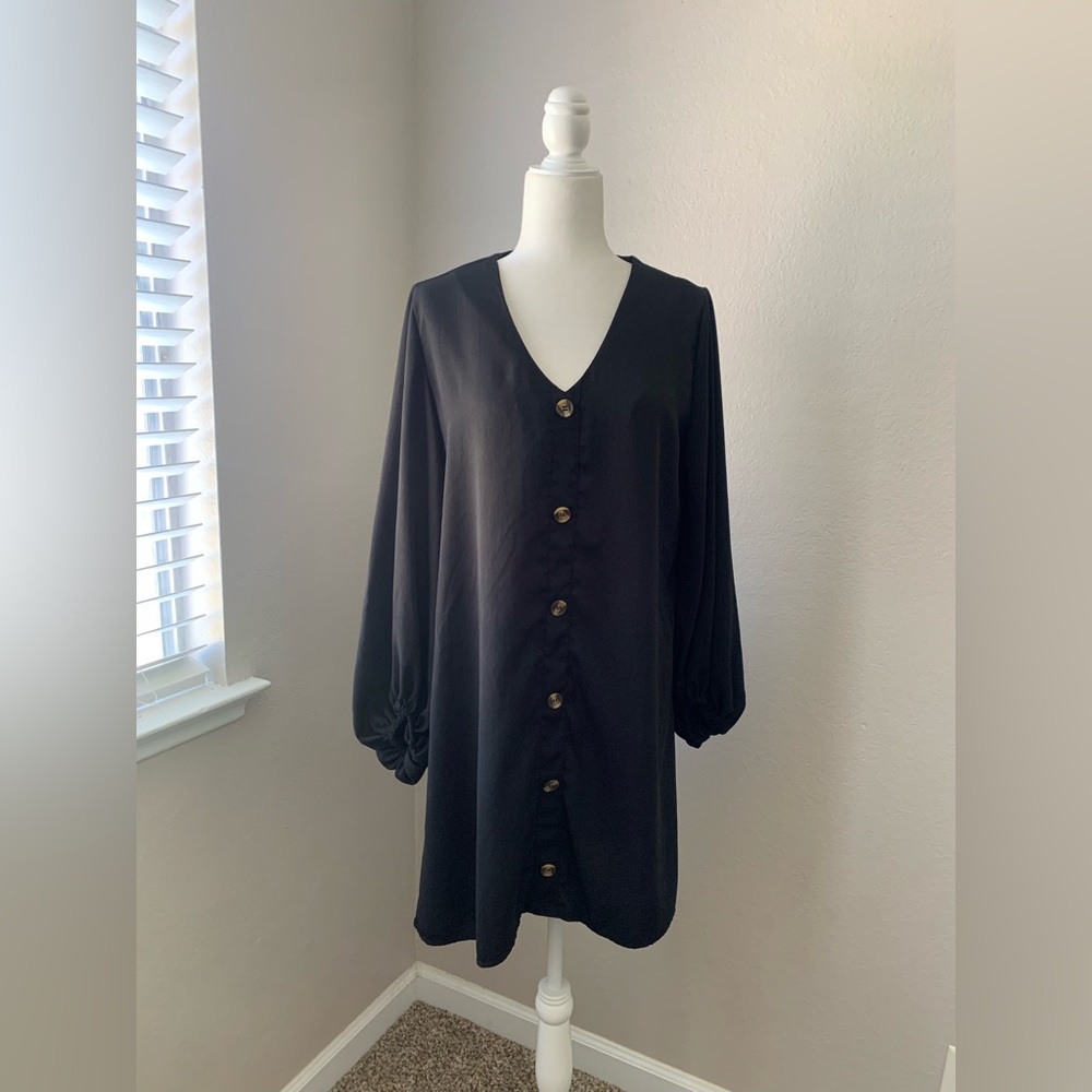Elegant Black Long Sleeve Dress